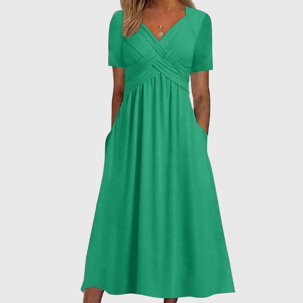 Women's Elegant Flared Wedding Guest Dress | Midi