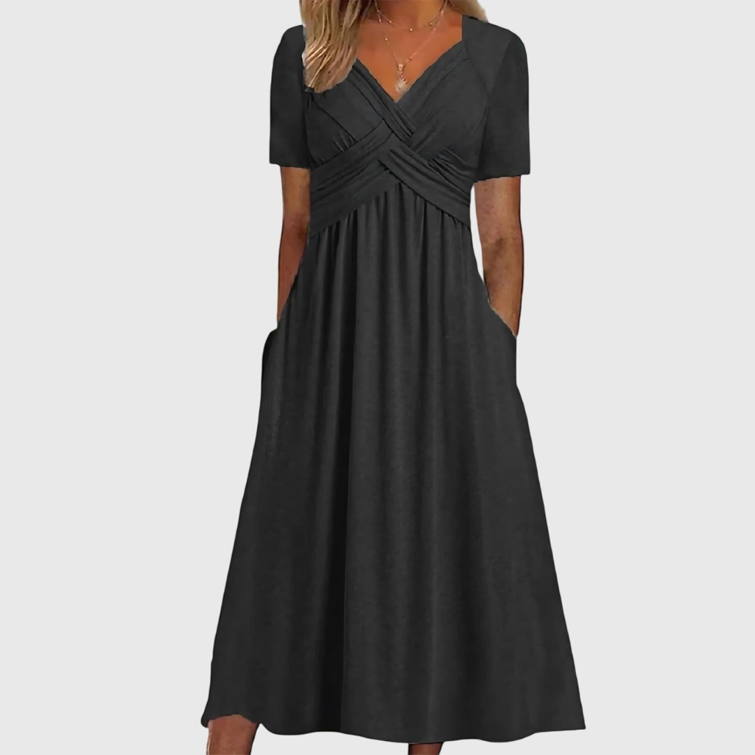 Women's Elegant Flared Wedding Guest Dress | Midi