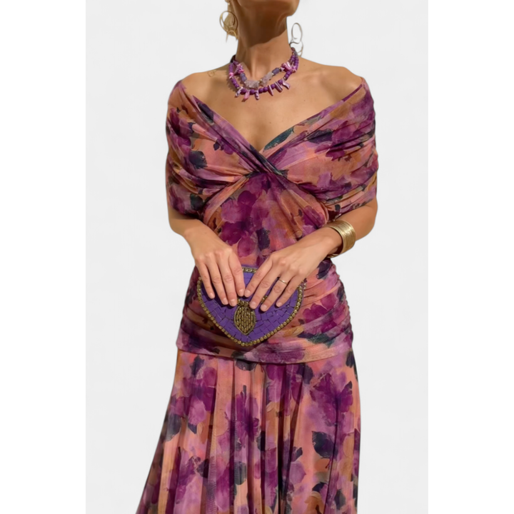 Women's Elegant Off-Shoulder Wedding Guest Dress | Maxi