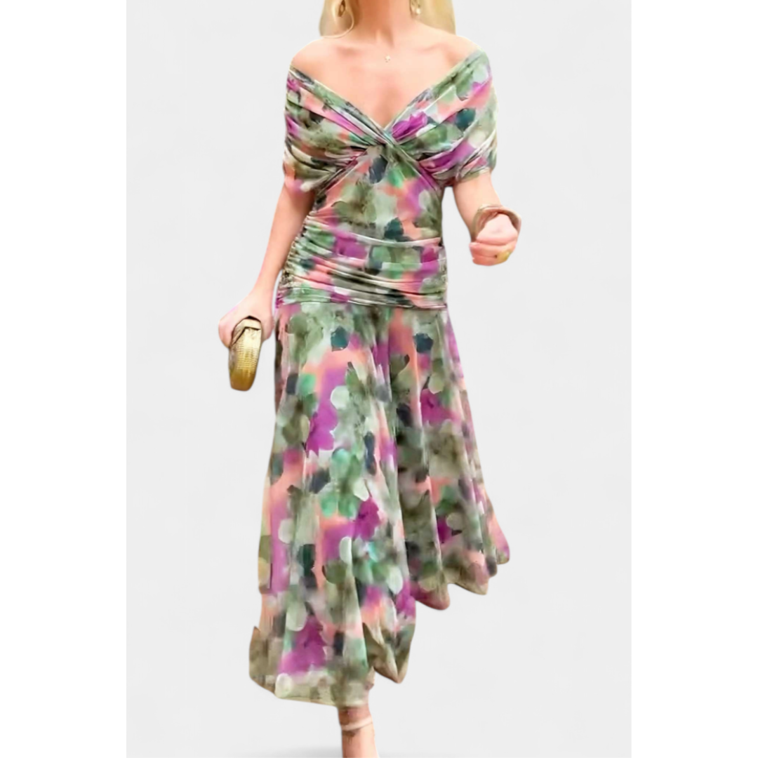 Women's Elegant Off-Shoulder Wedding Guest Dress | Maxi