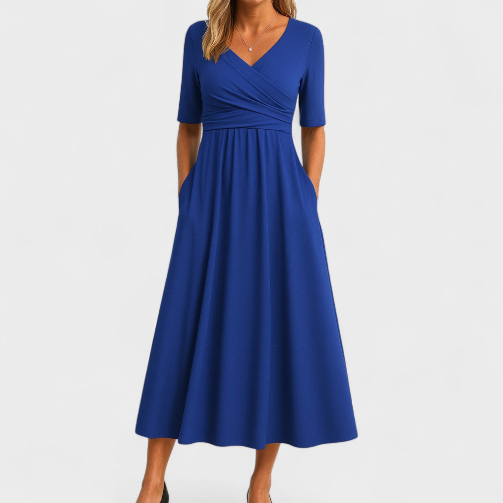 Women's Elegant V-Neck Evening Dress | Midi