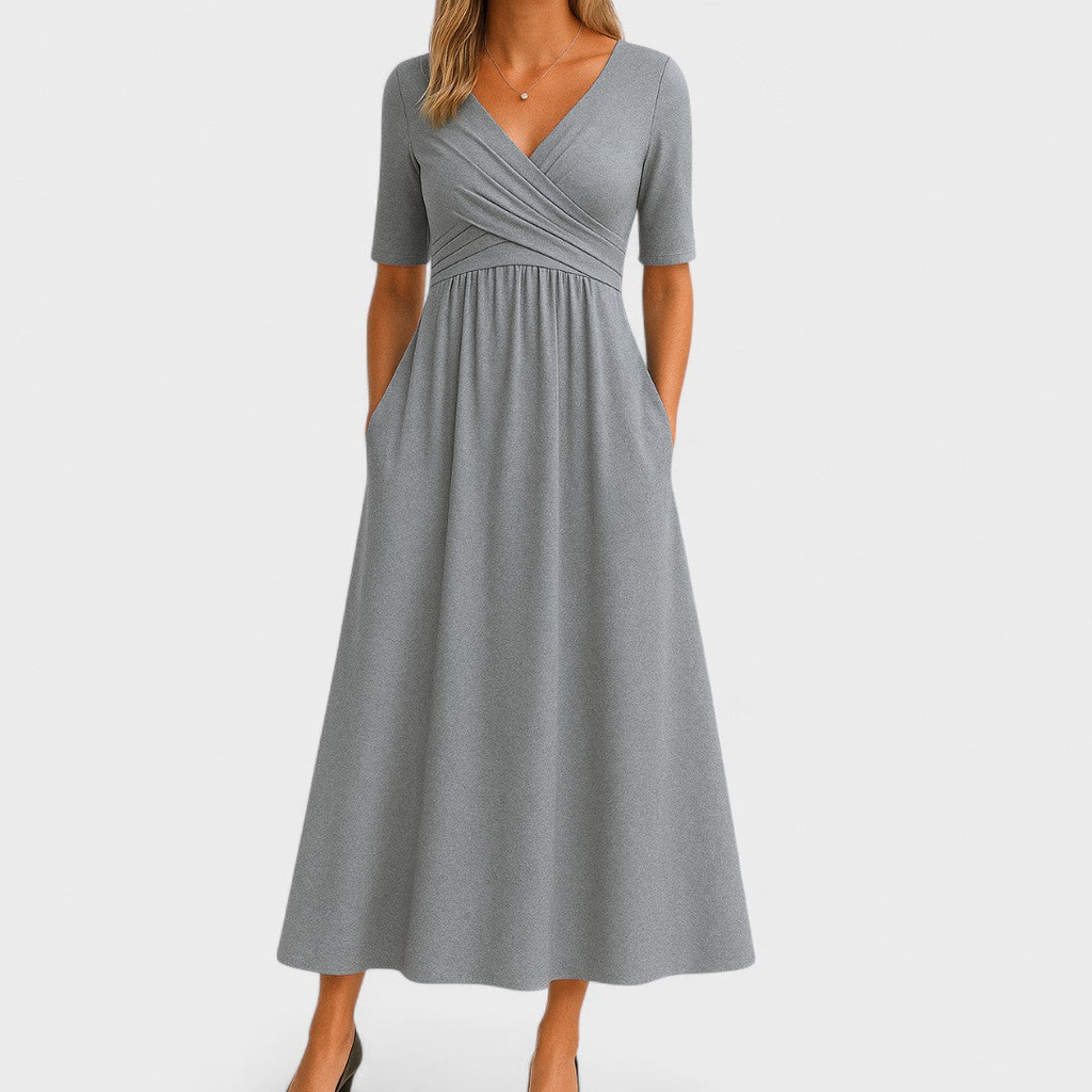 Women's Elegant V-Neck Evening Dress | Midi