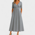 Women's Elegant V-Neck Evening Dress | Midi
