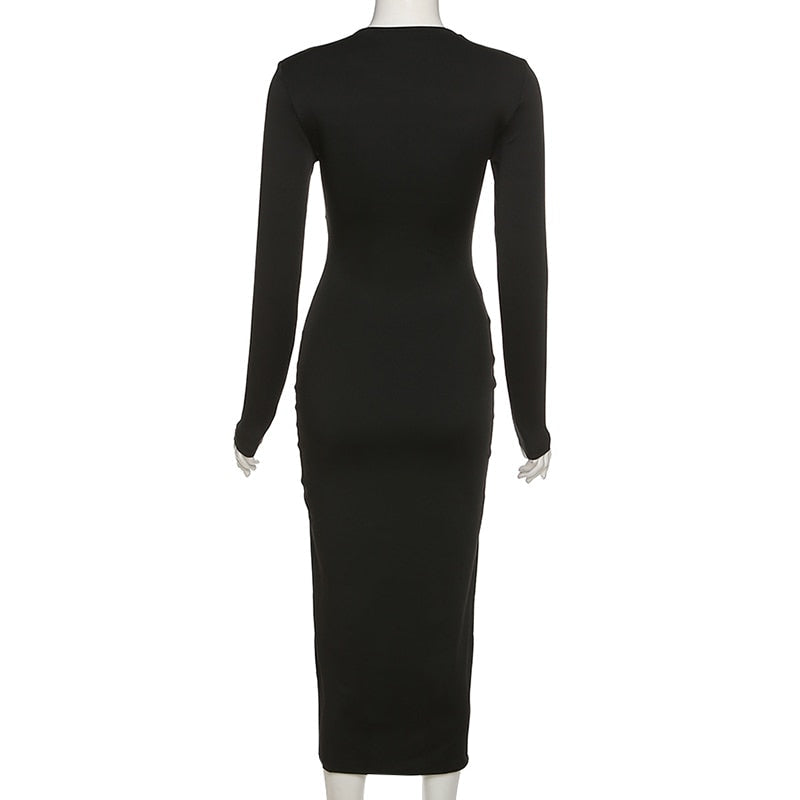 Women’s Crossed Neckline Bodycon Dress | Maxi