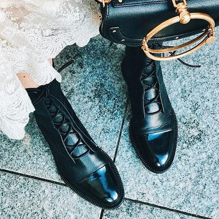 Women's Flat Knee High Boots | Lace Up