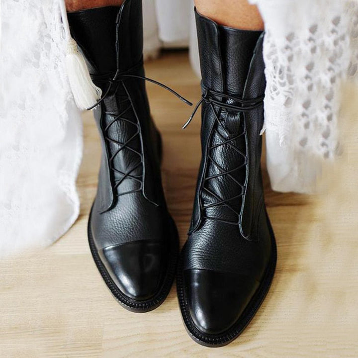 Women's Flat Knee High Boots | Lace Up