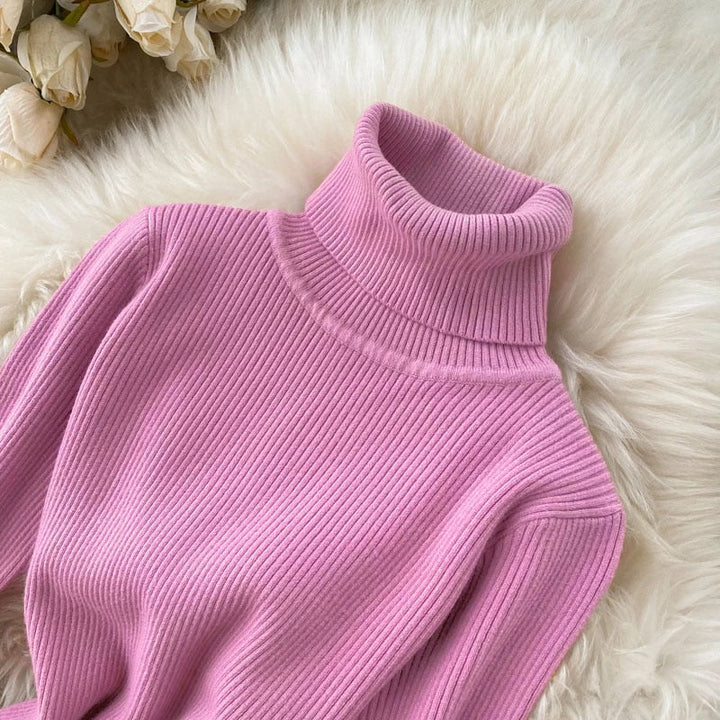 Women’s Turtleneck Ribbed Knit Dress | Maxi