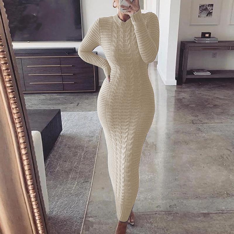 Women’s Winter Knit Bodycon Dress | Maxi