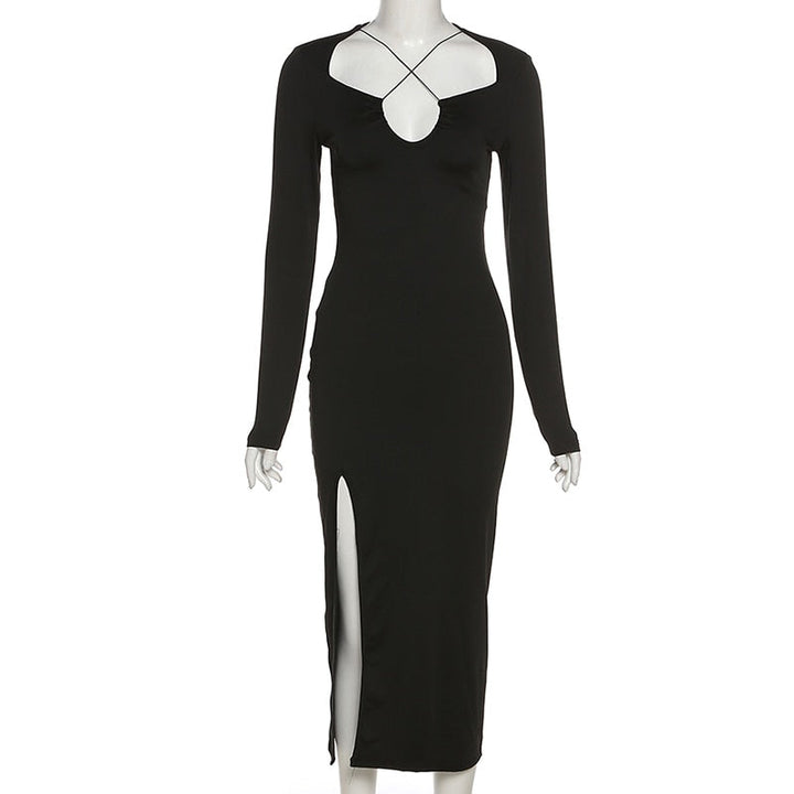 Women’s Crossed Neckline Bodycon Dress | Maxi