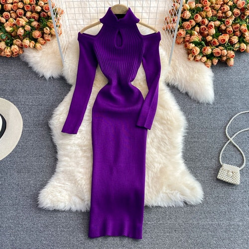 Women’s Knit Halter-Neck Cut-Out Dress | Midi