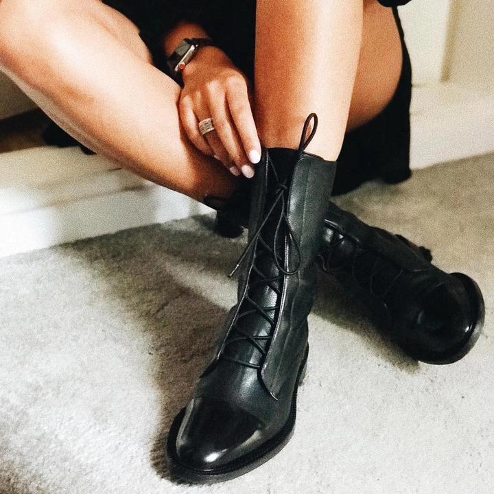 Women's Flat Knee High Boots | Lace Up