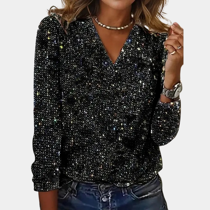 Women’s V-Neck Long-Sleeve Top | Glitter