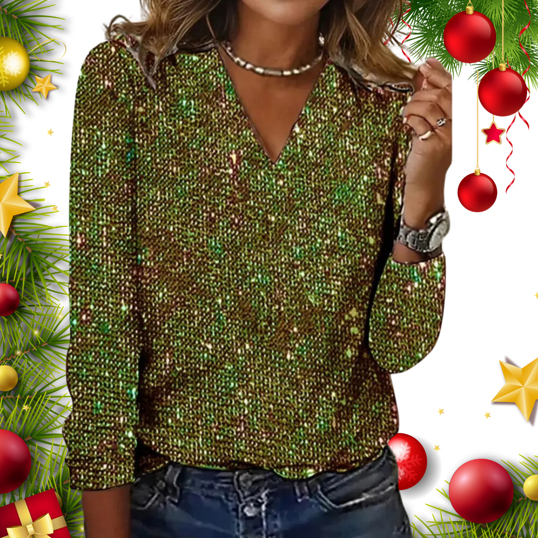 Women’s V-Neck Long-Sleeve Top | Glitter