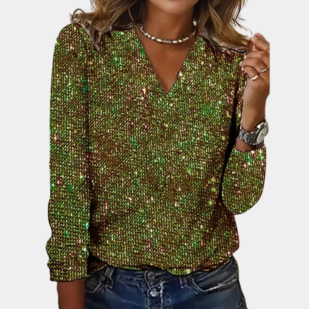 Women’s V-Neck Long-Sleeve Top | Glitter