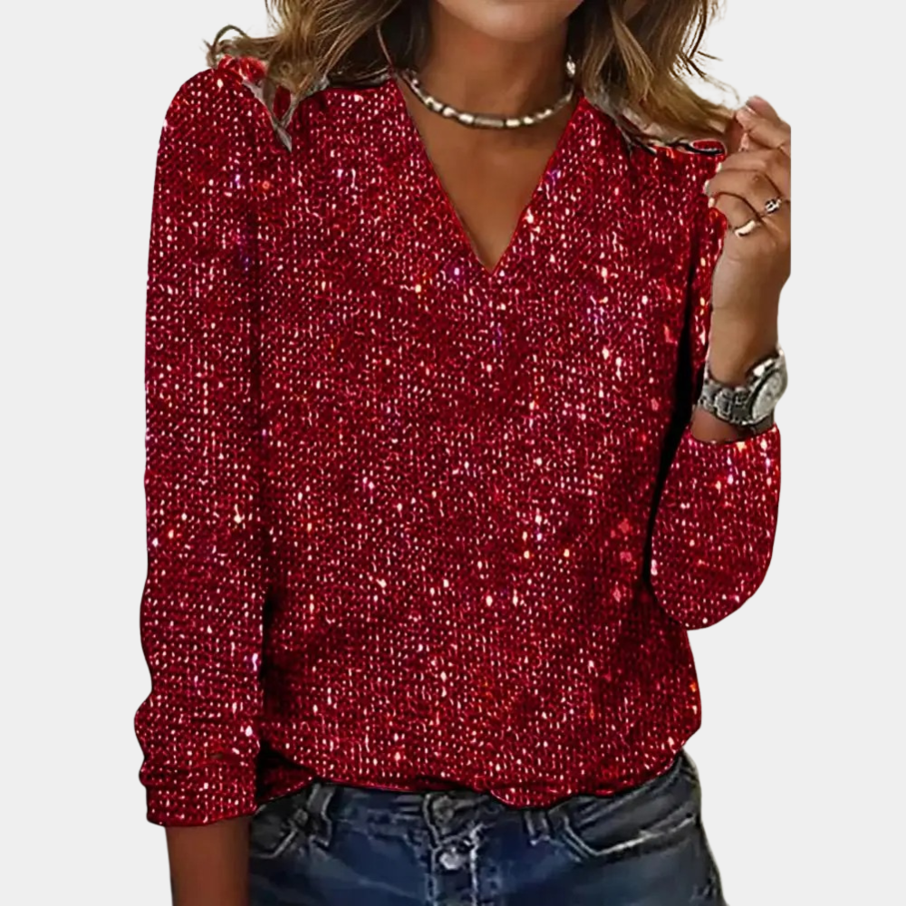 Women’s V-Neck Long-Sleeve Top | Glitter