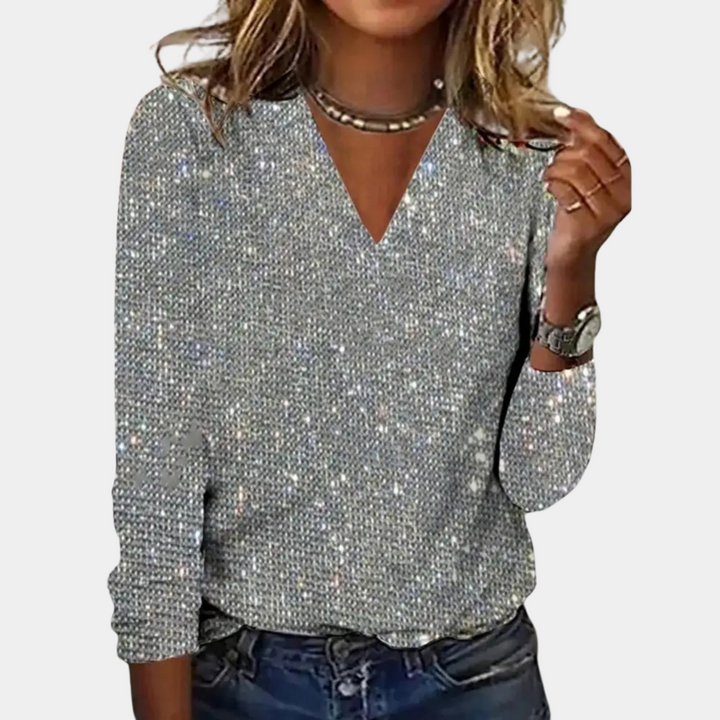 Women’s V-Neck Long-Sleeve Top | Glitter