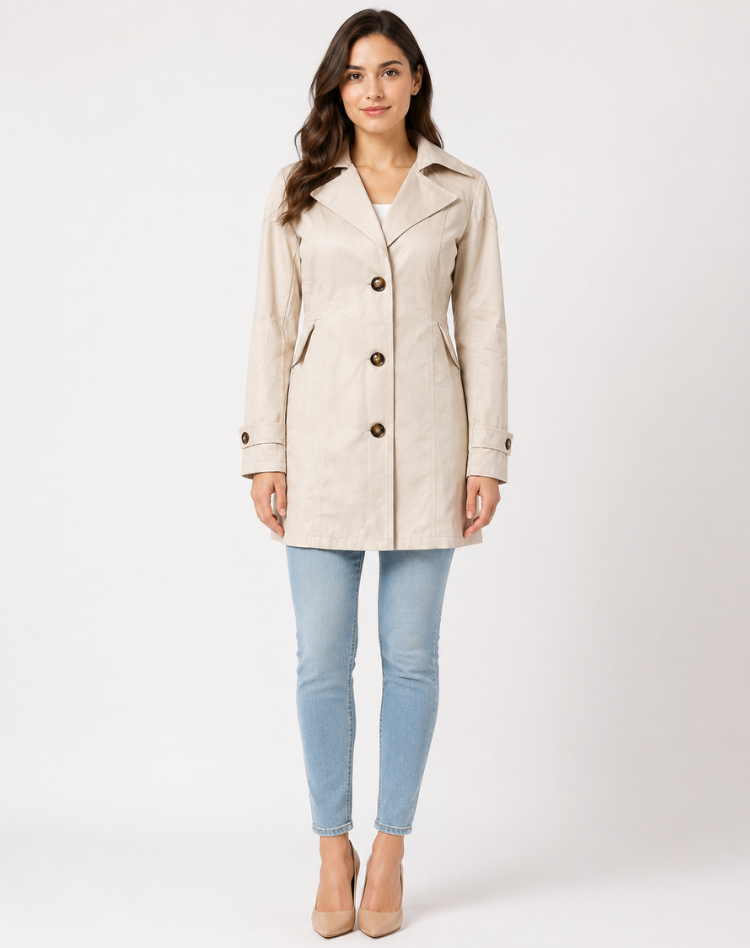 Women's Button Down Belted Trench Coat | Short