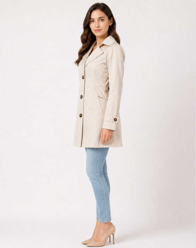 Women's Button Down Belted Trench Coat | Short