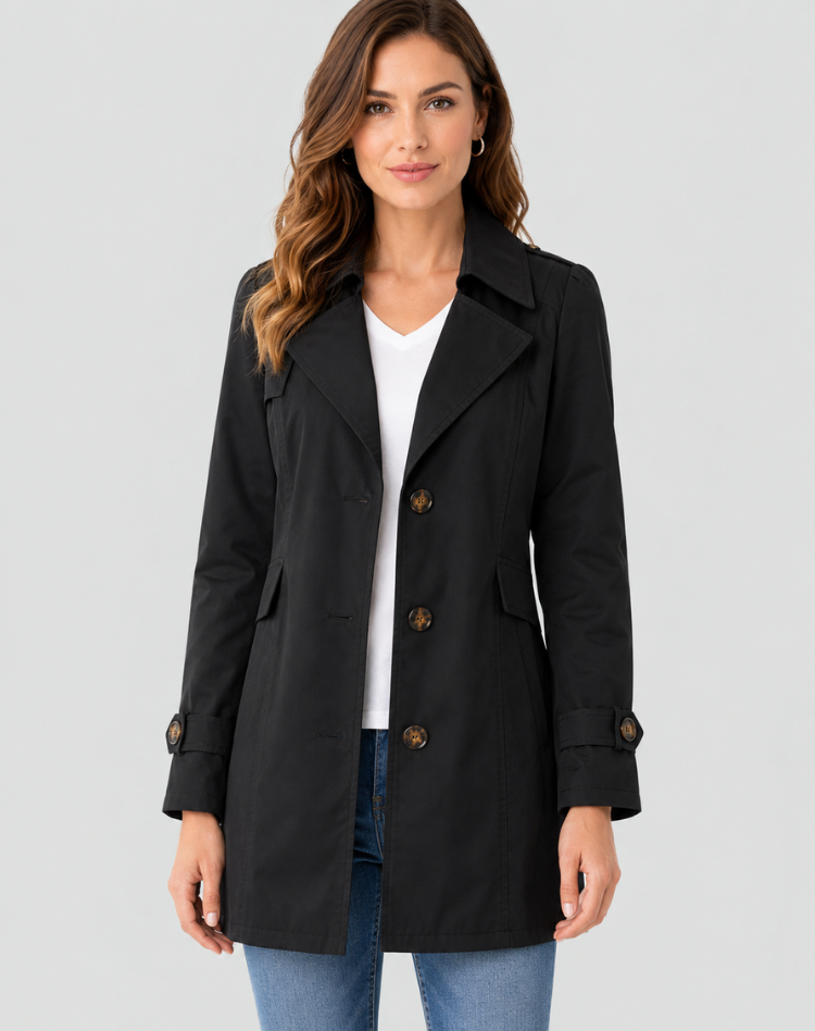 Women's Button Down Belted Trench Coat | Short