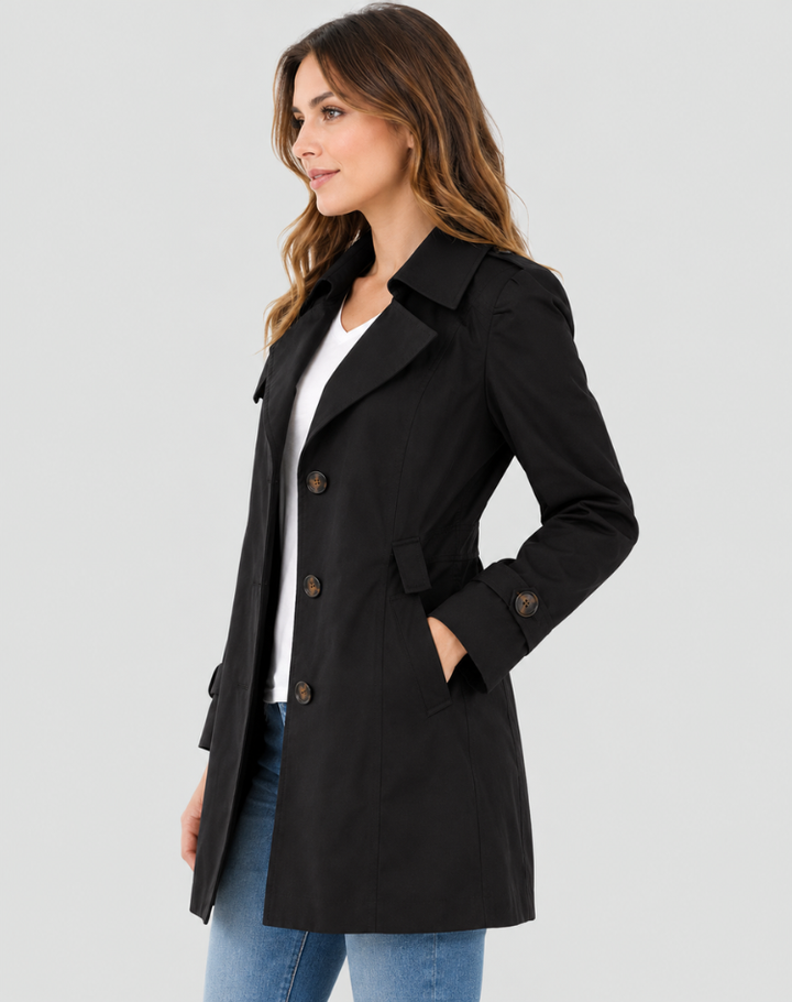 Women's Button Down Belted Trench Coat | Short