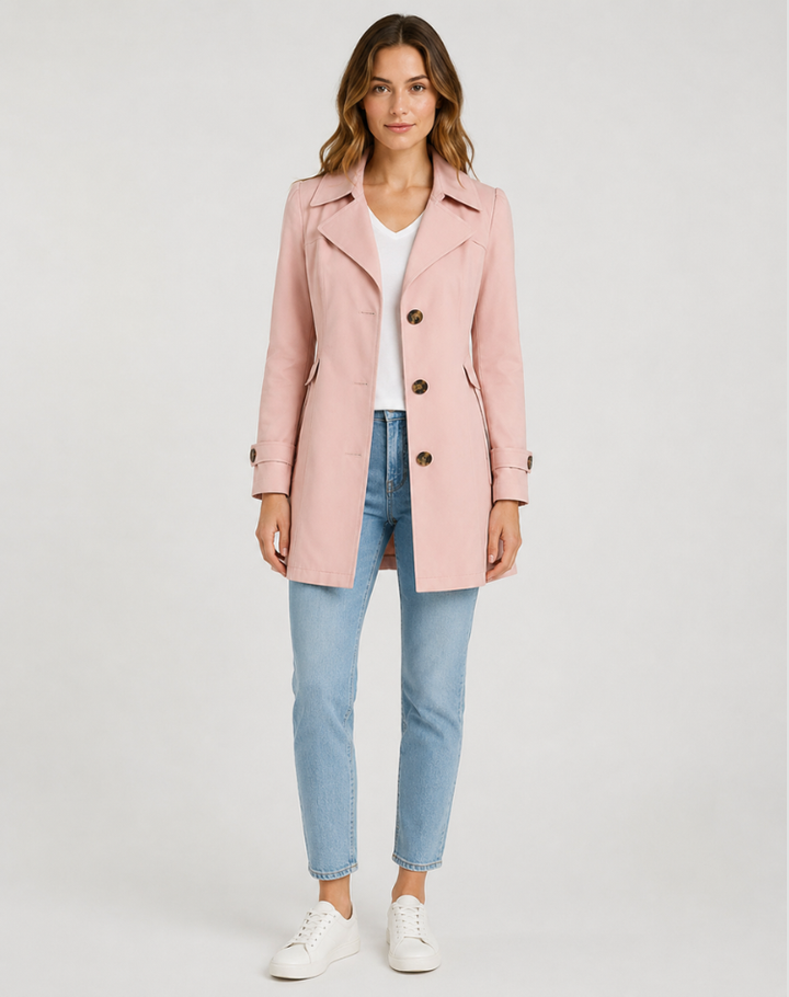 Women's Button Down Belted Trench Coat | Short