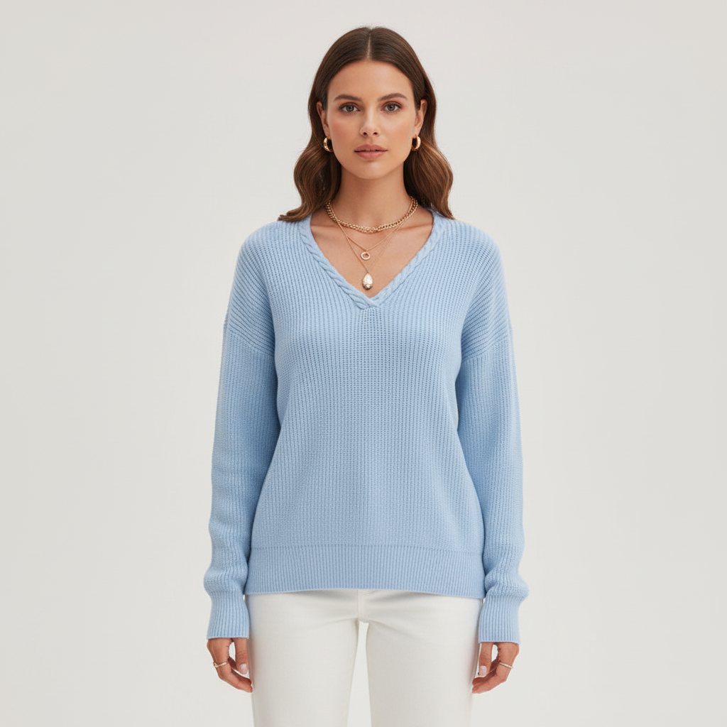 Women’s Ribbed V-Neck Jumper | Casual