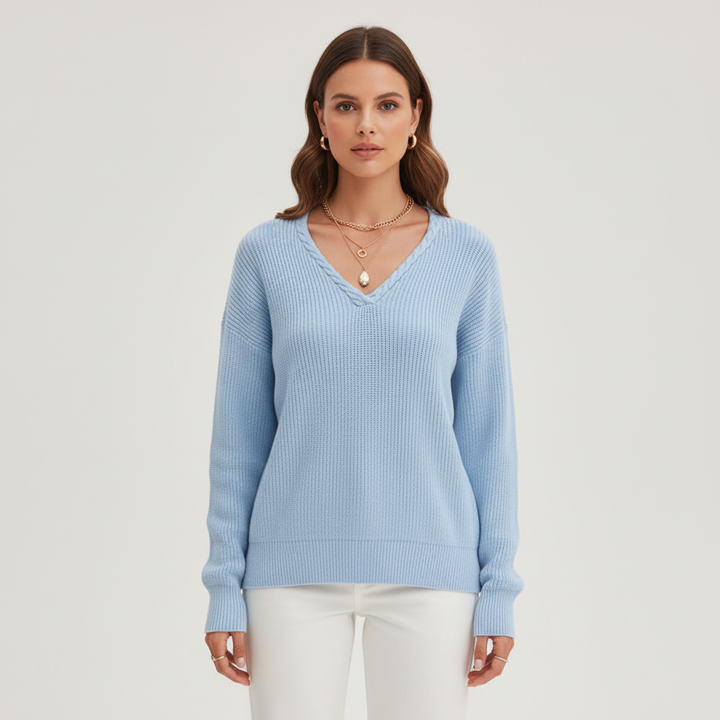 Women’s Ribbed V-Neck Jumper | Casual