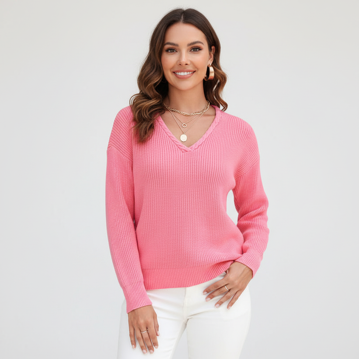 Women’s Ribbed V-Neck Jumper | Casual