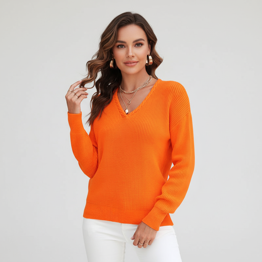 Women’s Ribbed V-Neck Jumper | Casual