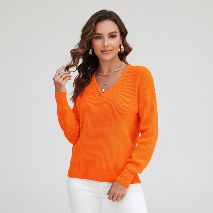 Women’s Ribbed V-Neck Jumper | Casual