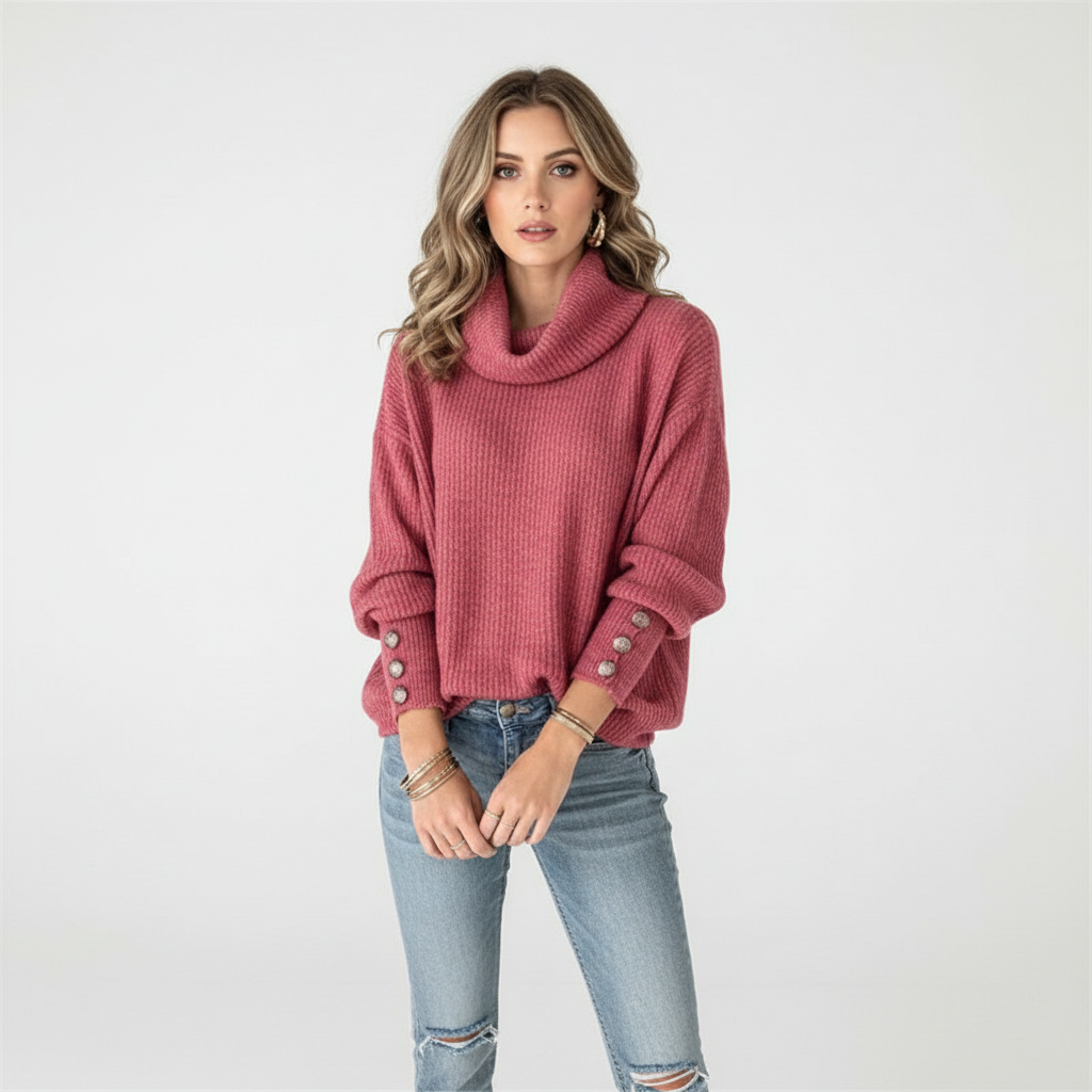 Women’s Ribbed Cowl Neck Jumper | Winter