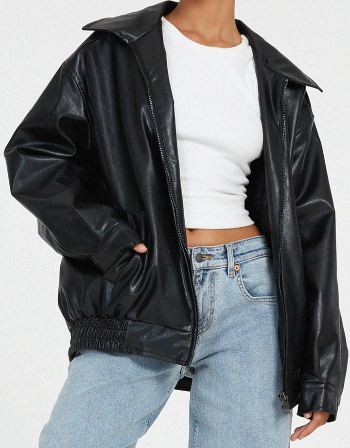Women's Casual Collared Zip Up Jacket | Winter