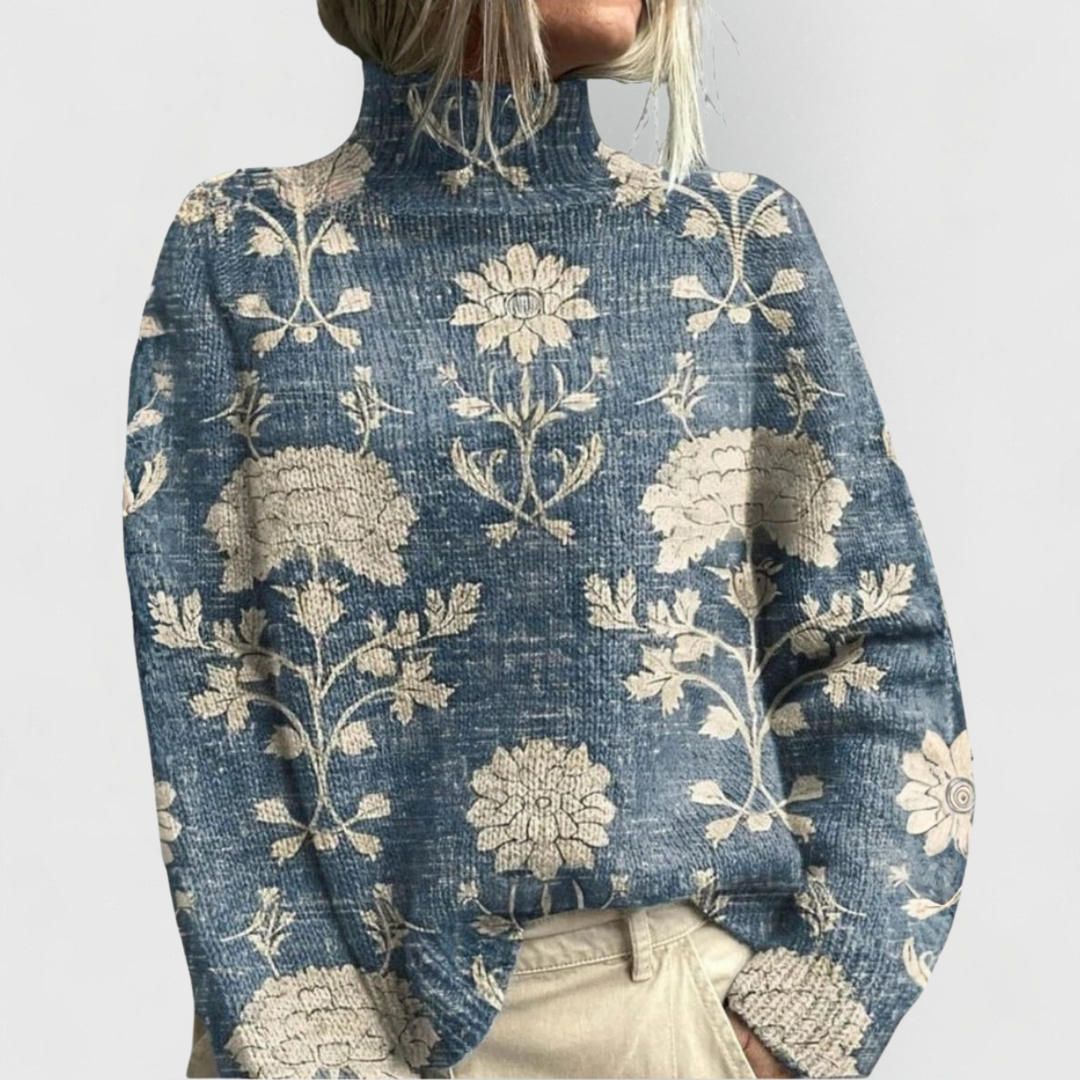 Women’s Printed Turtleneck Knit Jumper | Winter