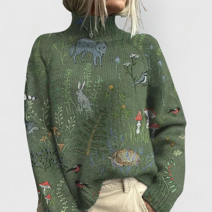 Women’s Printed Turtleneck Knit Jumper | Winter