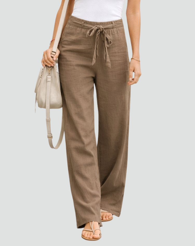 Women's Casual Wide Leg Trousers | Tie-waist