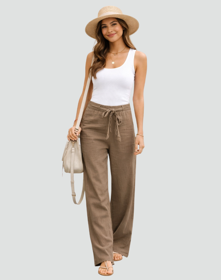 Women's Casual Wide Leg Trousers | Tie-waist