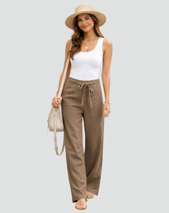 Women's Casual Wide Leg Trousers | Tie-waist
