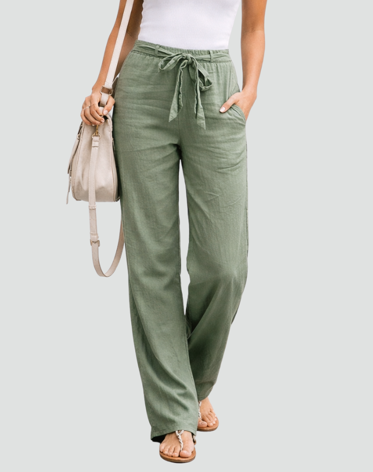 Women's Casual Wide Leg Trousers | Tie-waist
