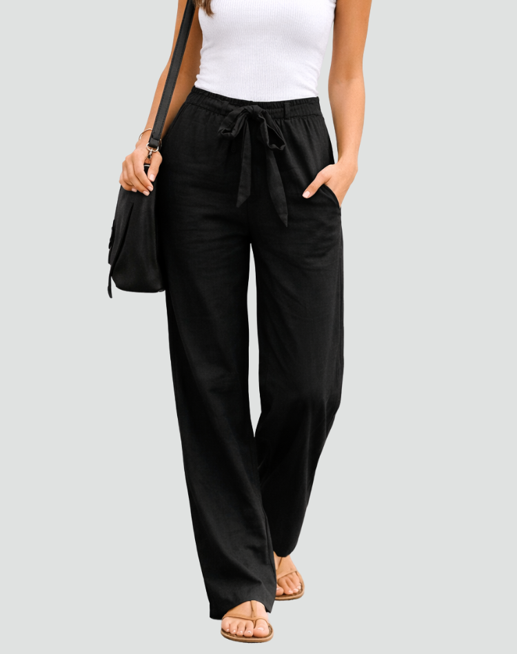 Women's Casual Wide Leg Trousers | Tie-waist