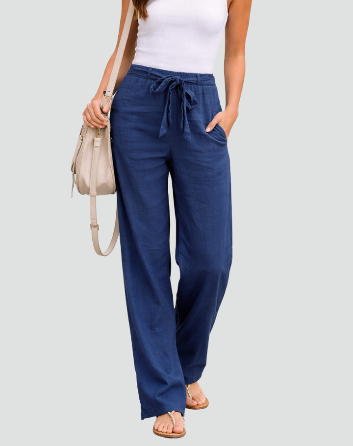 Women's Casual Wide Leg Trousers | Tie-waist