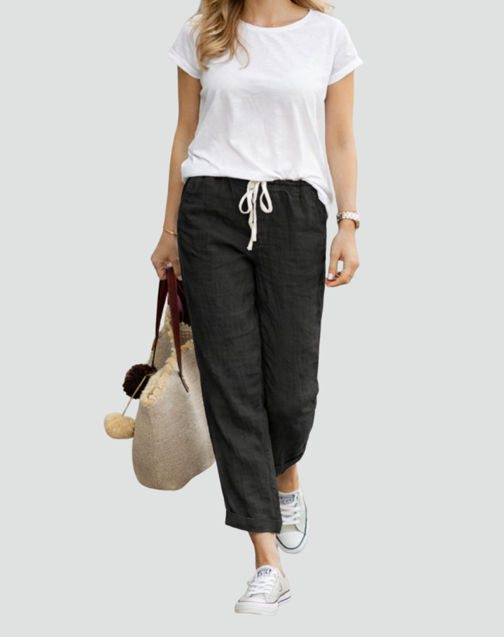 Women's Straight Fit Summer Trousers | Drawstring