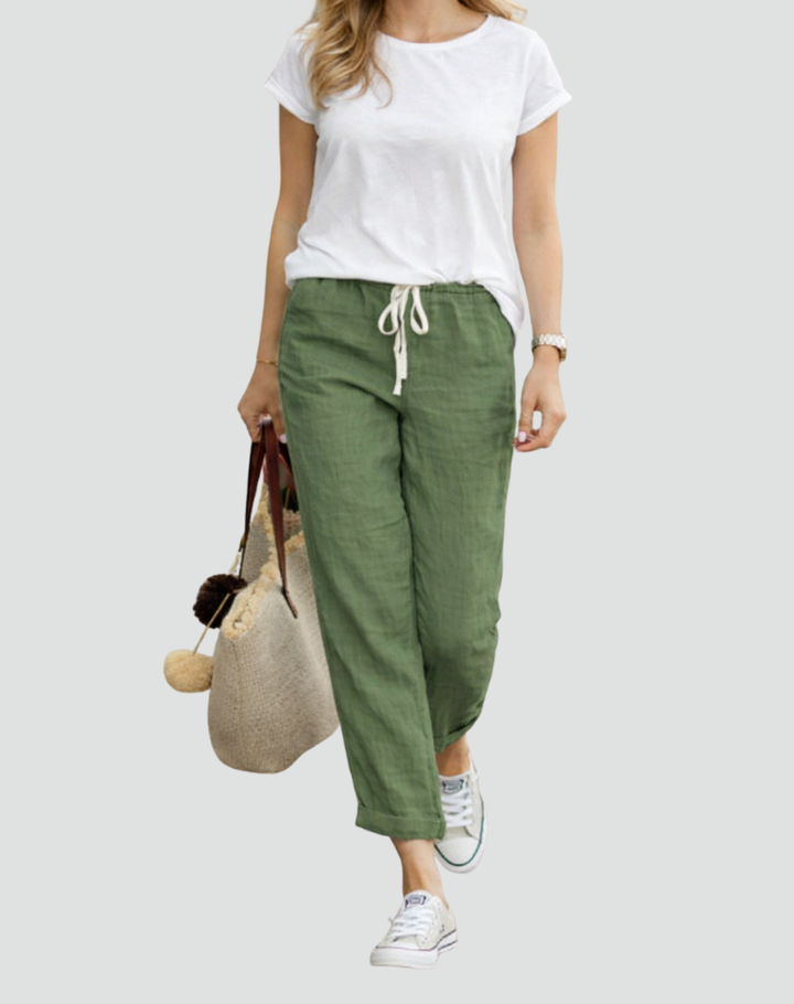 Women's Straight Fit Summer Trousers | Drawstring