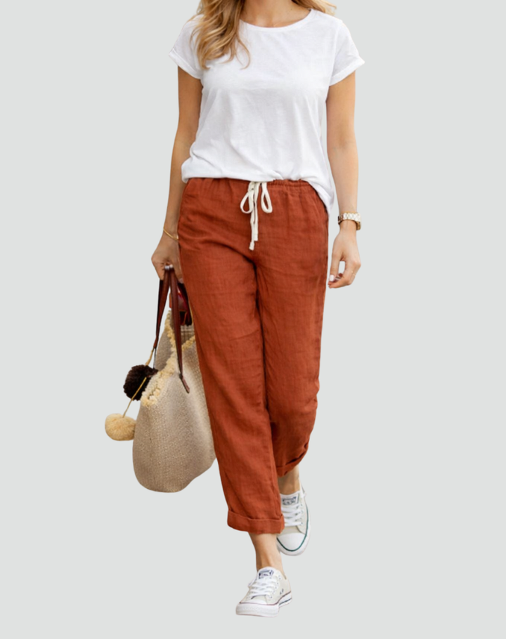 Women's Straight Fit Summer Trousers | Drawstring