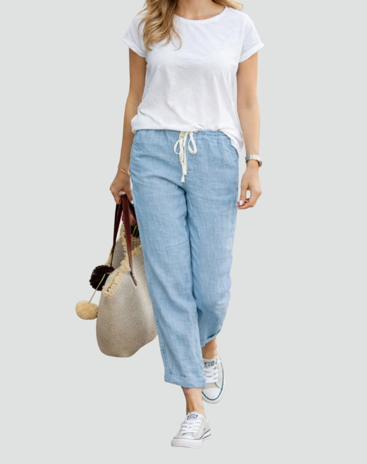 Women's Straight Fit Summer Trousers | Drawstring
