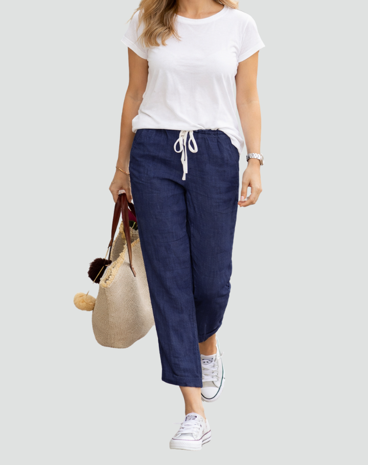 Women's Straight Fit Summer Trousers | Drawstring