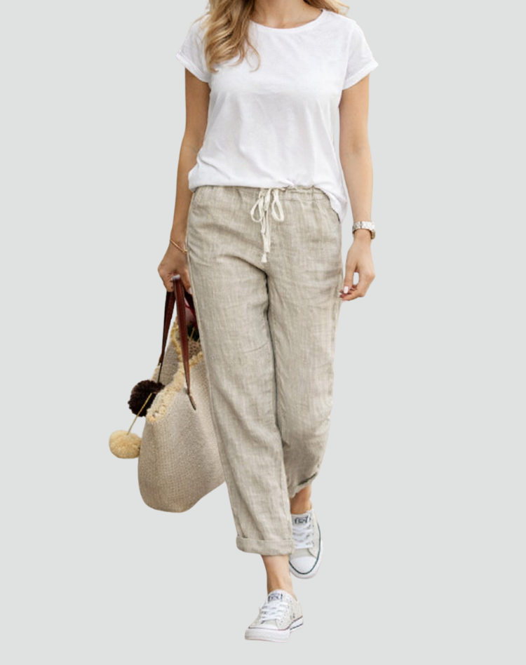 Women's Straight Fit Summer Trousers | Drawstring