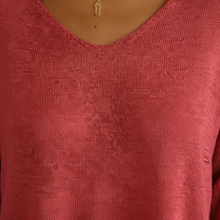 Women’s V-Neck Knit Top | 3/4 Sleeves