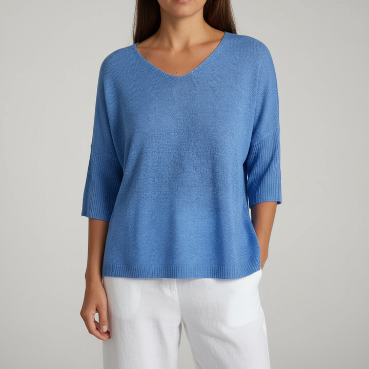 Women’s V-Neck Knit Top | 3/4 Sleeves