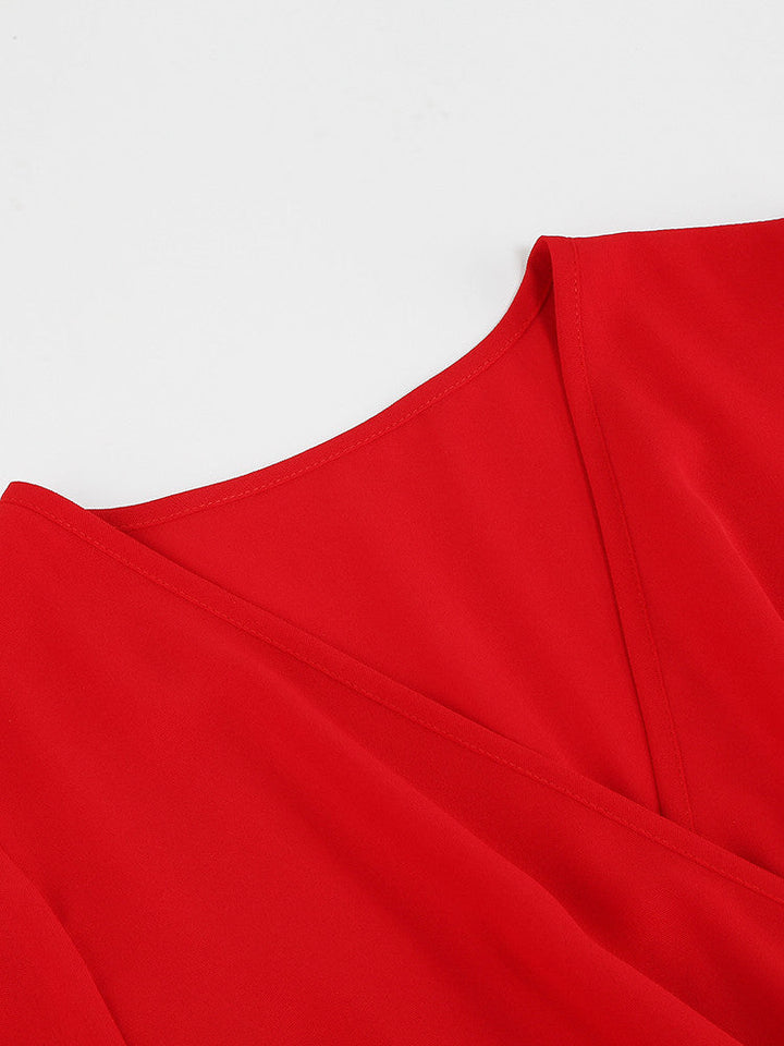 Women's Wrap Pleated Belted Dress | Midi