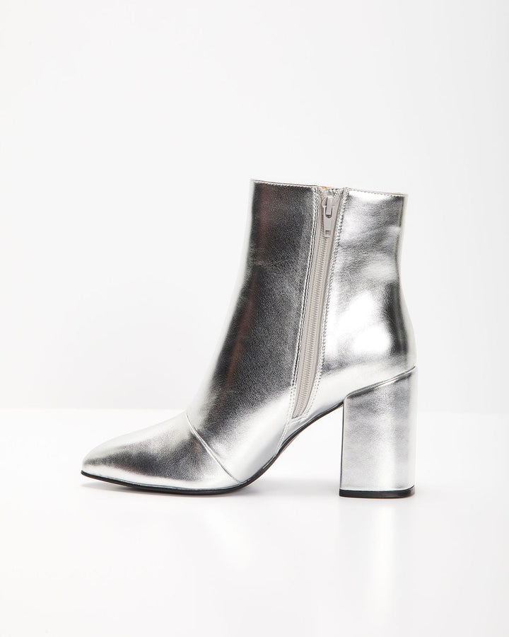 Women's Zip High Heel Ankle Boots | Silver
